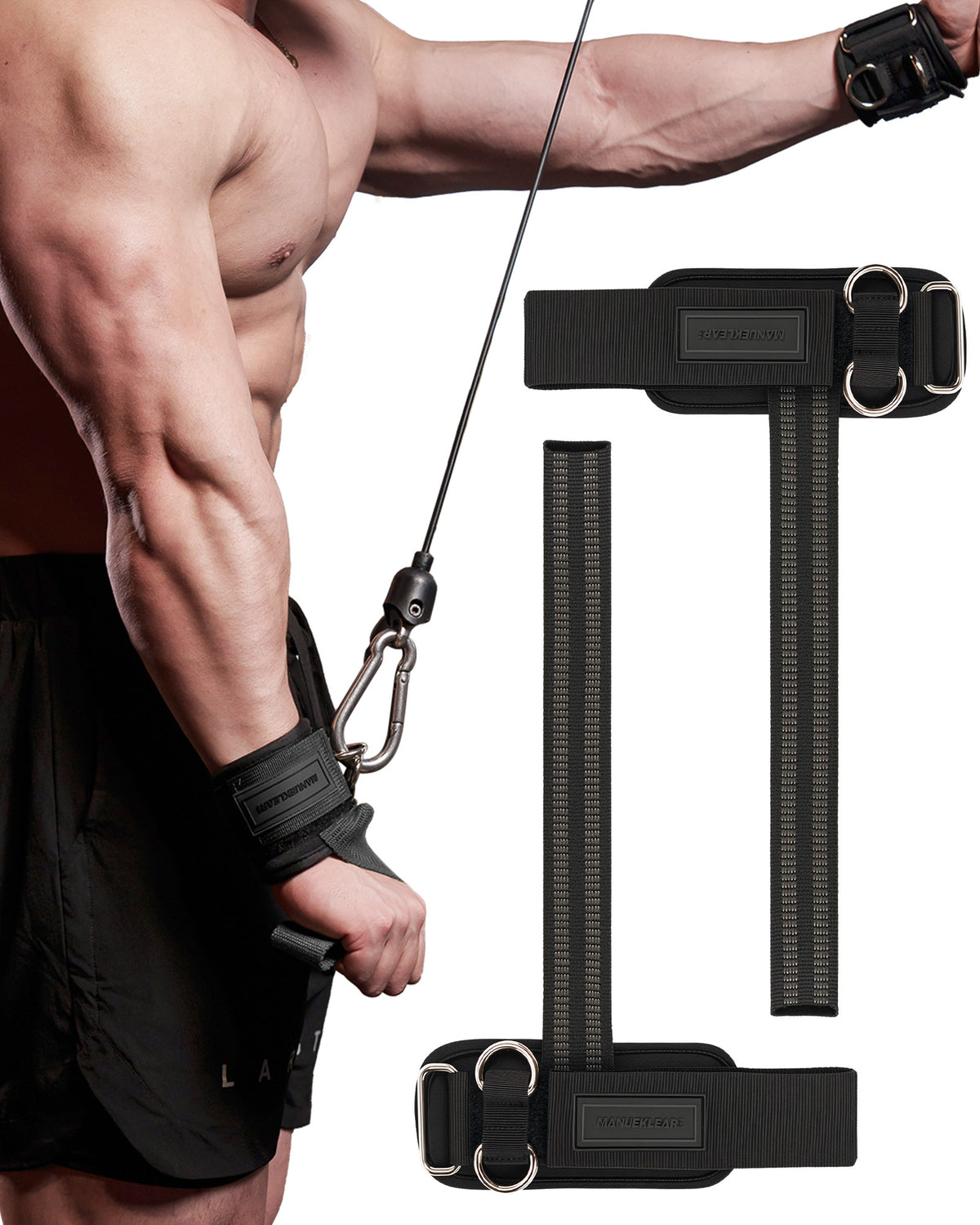 MANUEKLEAR Non-Slip Weightlifting Wrist Straps – D-Ring Gym Lifting Straps with Cushioned Support for Men & Women