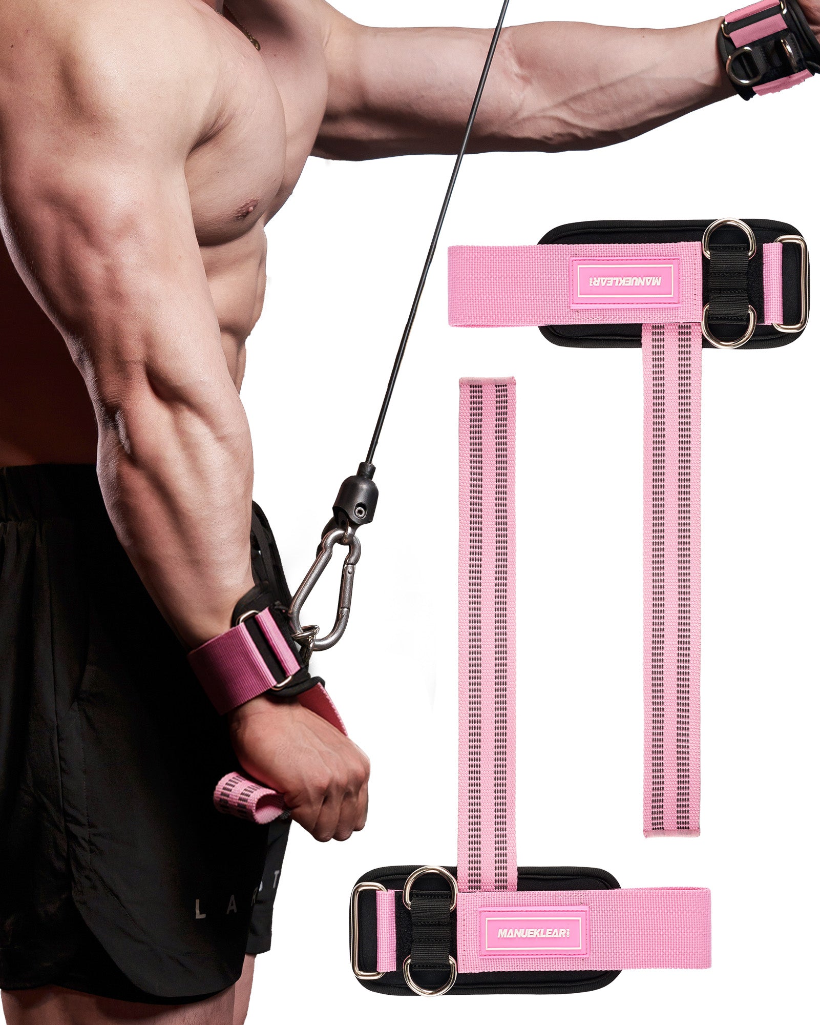 MANUEKLEAR Non-Slip Weightlifting Wrist Straps – D-Ring Gym Lifting Straps with Cushioned Support for Men & Women