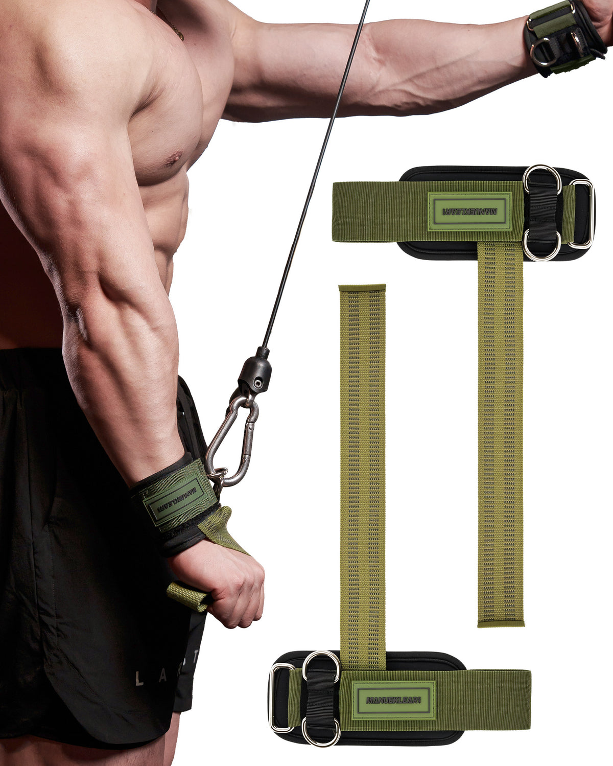 MANUEKLEAR Non-Slip Weightlifting Wrist Straps – D-Ring Gym Lifting Straps with Cushioned Support for Men & Women