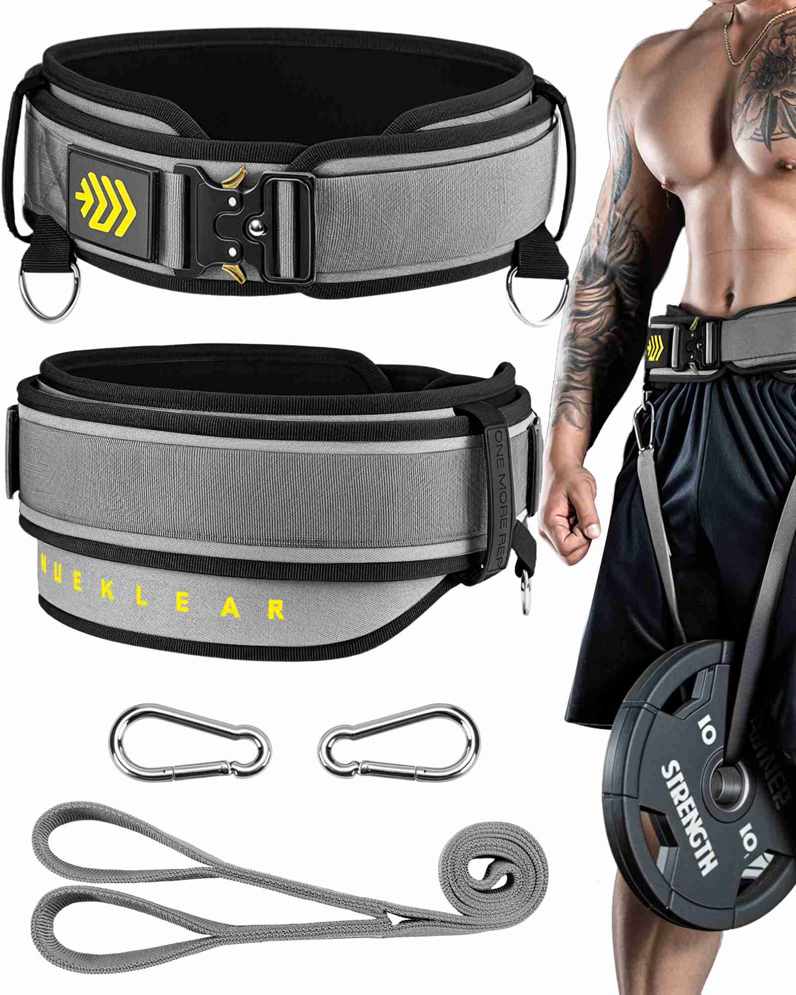 MANUEKLEAR 2-in-1 Weightlifting Belt | 36.7" Rope | Double-Layer for Gym
