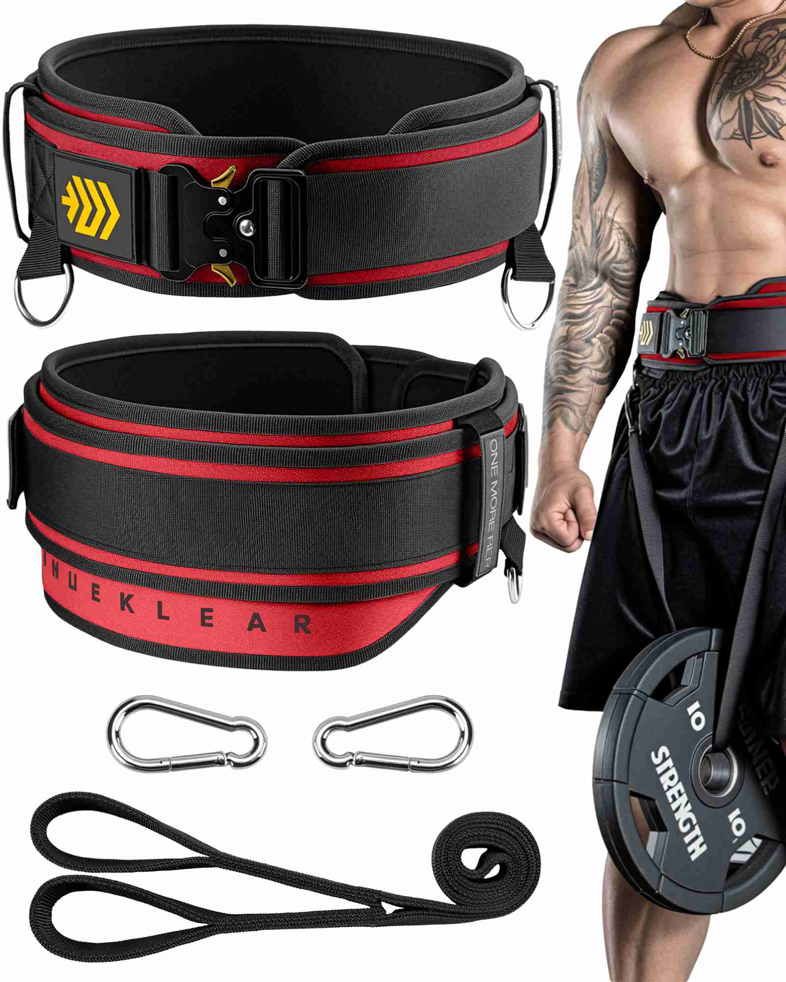 MANUEKLEAR 2-in-1 Weightlifting Belt | 36.7" Rope | Double-Layer for Gym