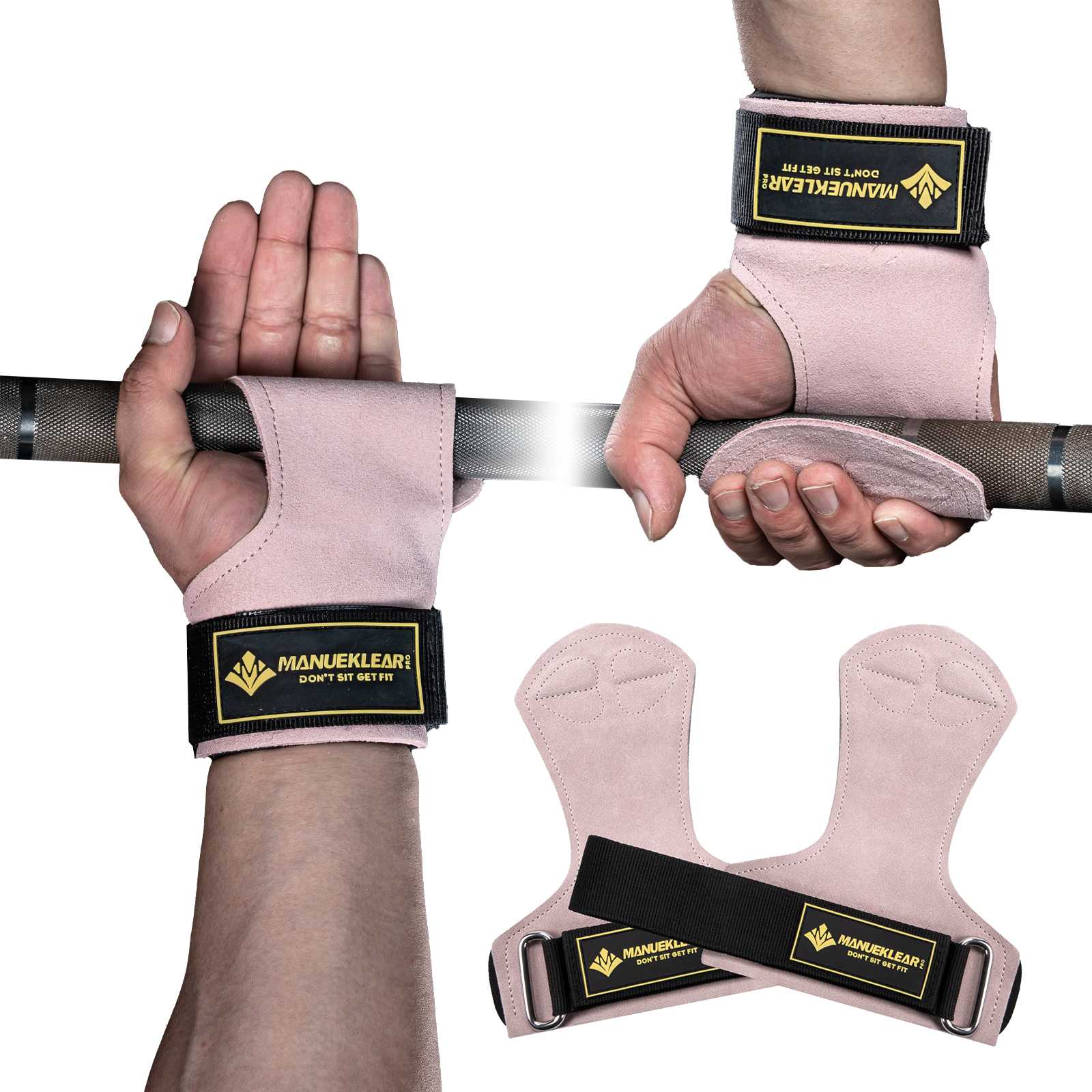 MANUEKLEAR Stylish Double Leather Lifting Straps | Cushioned Wrist Support