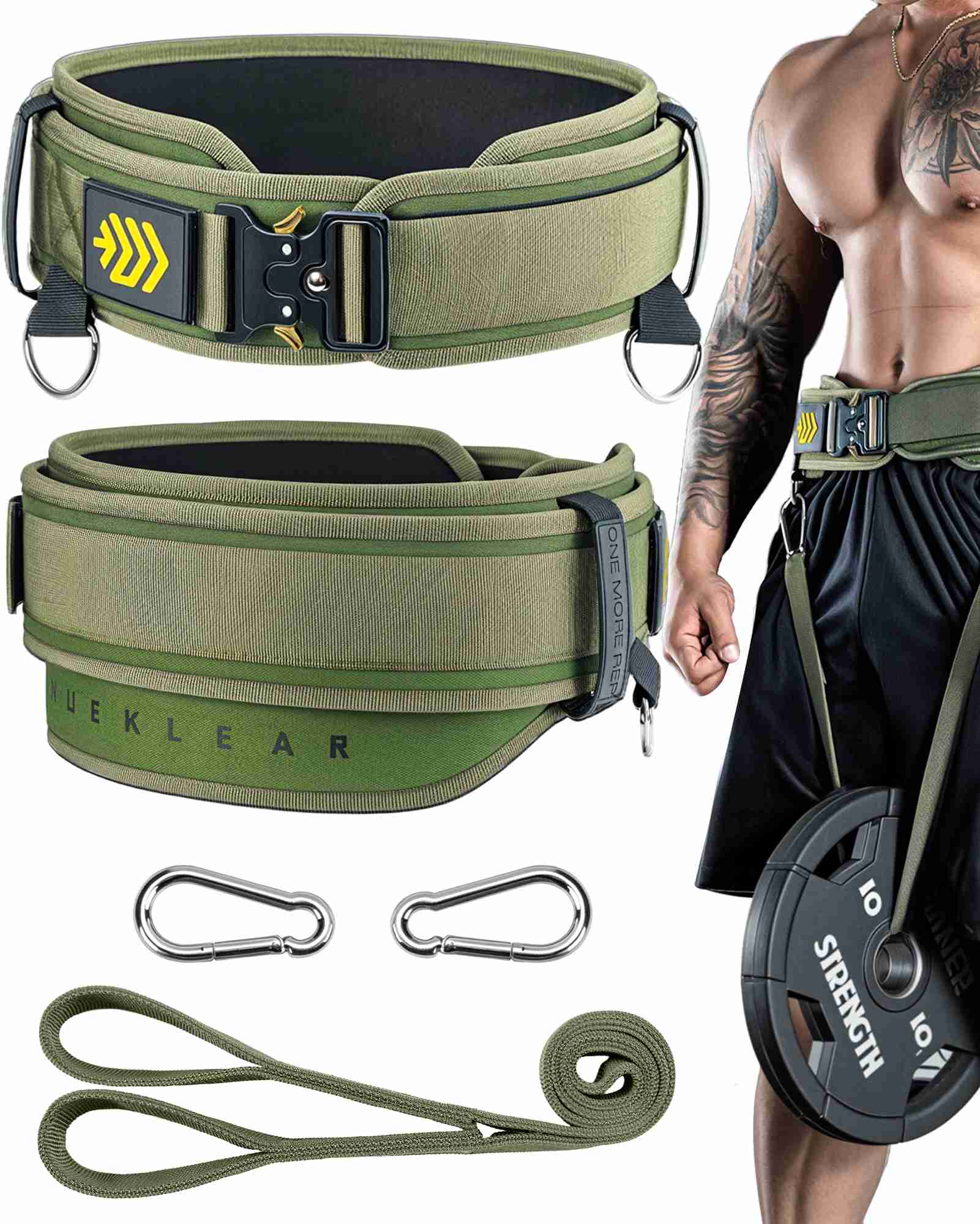 MANUEKLEAR 2-in-1 Weightlifting Belt | 36.7" Rope | Double-Layer for Gym
