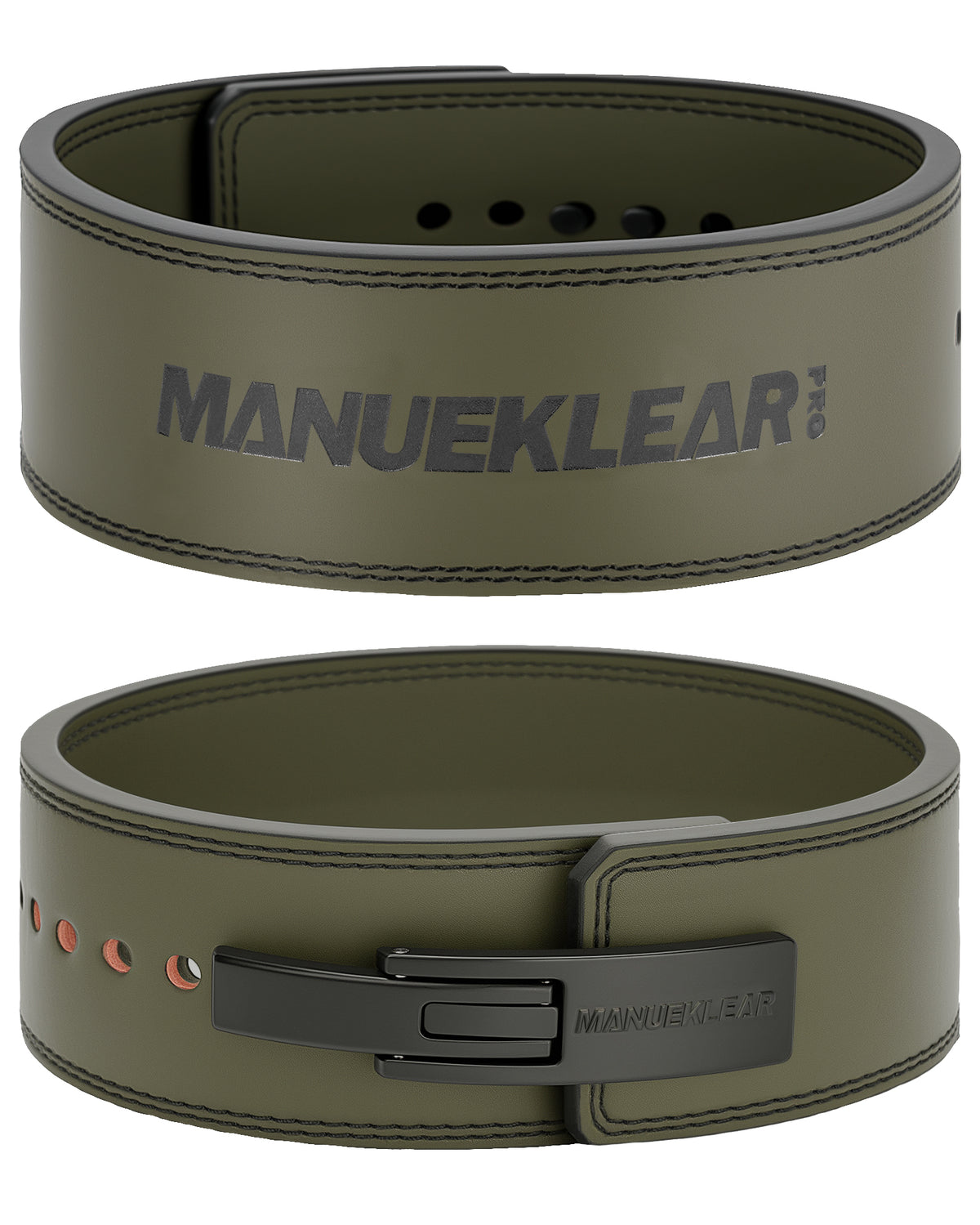 leather weight lifting belt front and back view