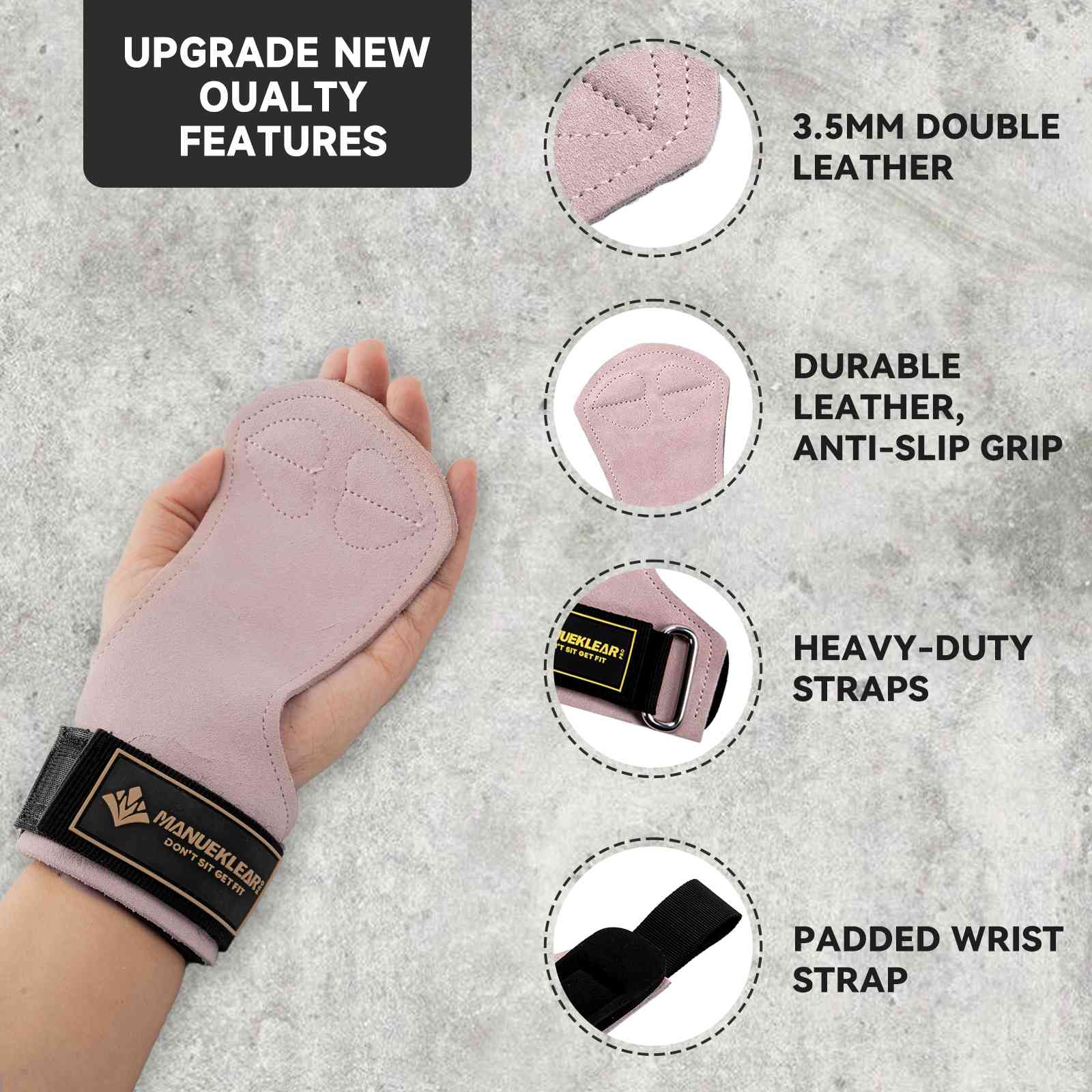 MANUEKLEAR Stylish Double Leather Lifting Straps | Cushioned Wrist Support