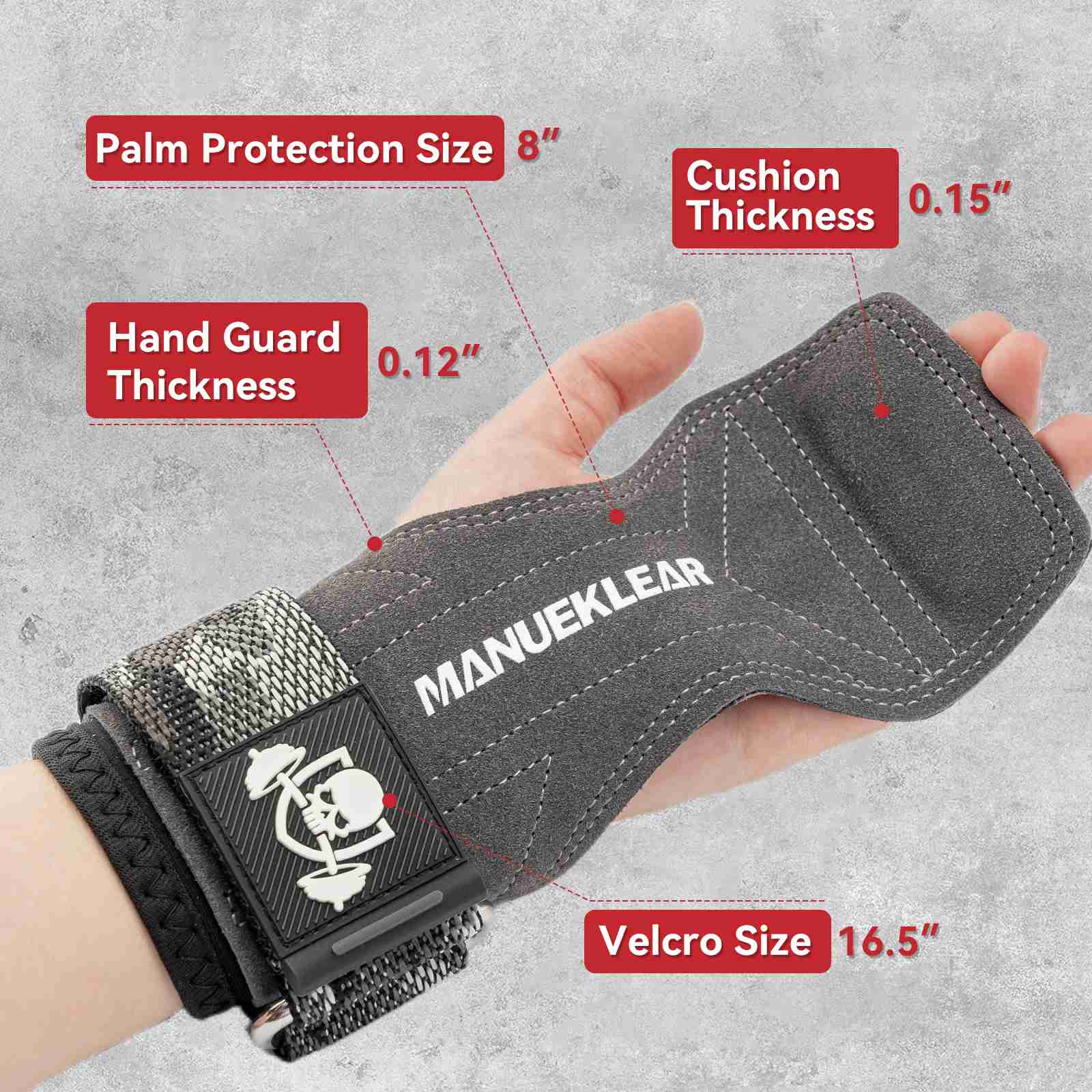 MANUEKLEAR Double Leather Lifting Straps with Wrist Cushion