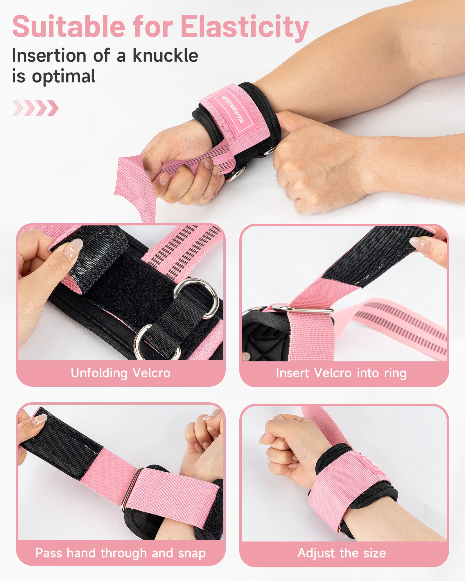 MANUEKLEAR Non-Slip Weightlifting Wrist Straps – D-Ring Gym Lifting Straps with Cushioned Support for Men & Women