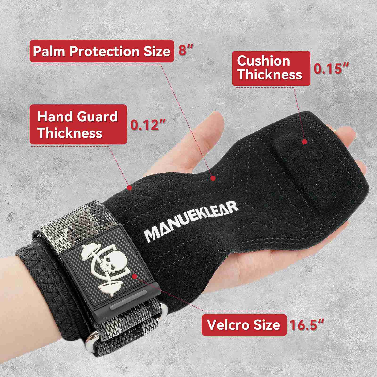 MANUEKLEAR Double Leather Lifting Straps with Wrist Cushion