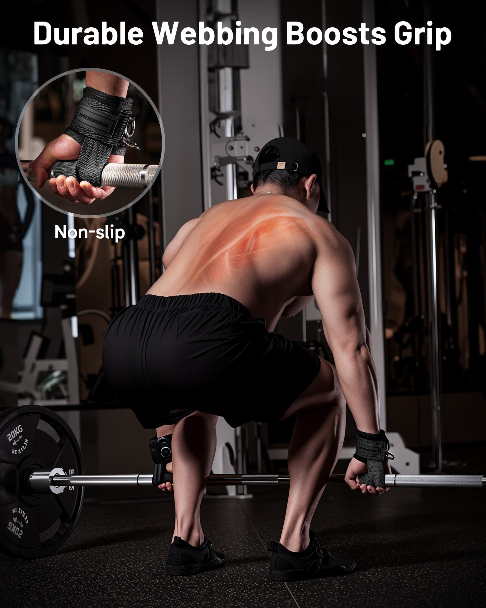 MANUEKLEAR Non-Slip Weightlifting Wrist Straps – D-Ring Gym Lifting Straps with Cushioned Support for Men & Women