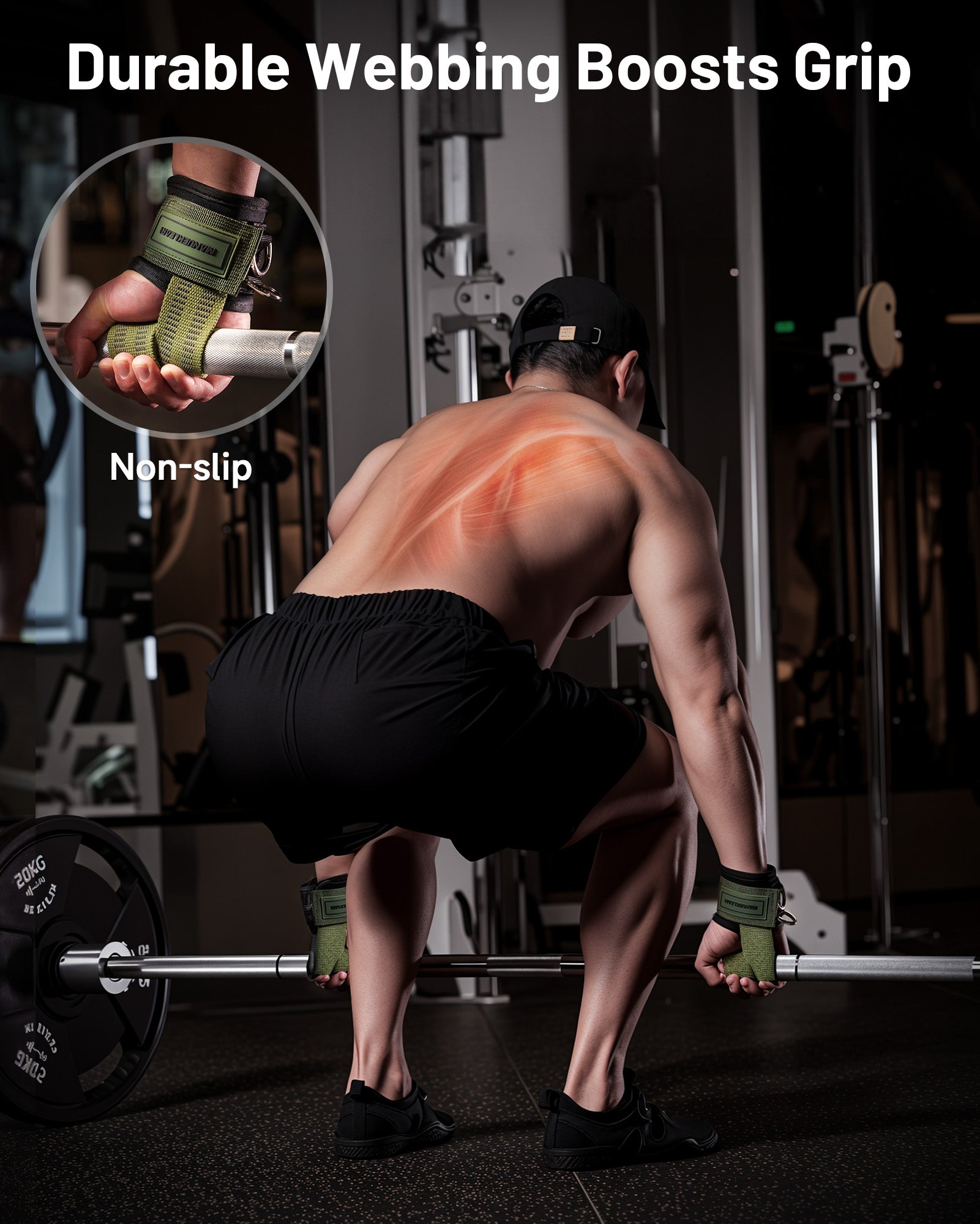 MANUEKLEAR Non-Slip Weightlifting Wrist Straps – D-Ring Gym Lifting Straps with Cushioned Support for Men & Women