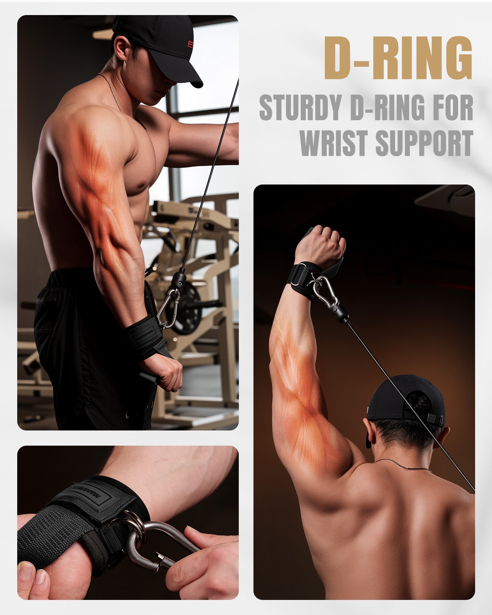 MANUEKLEAR Non-Slip Weightlifting Wrist Straps – D-Ring Gym Lifting Straps with Cushioned Support for Men & Women