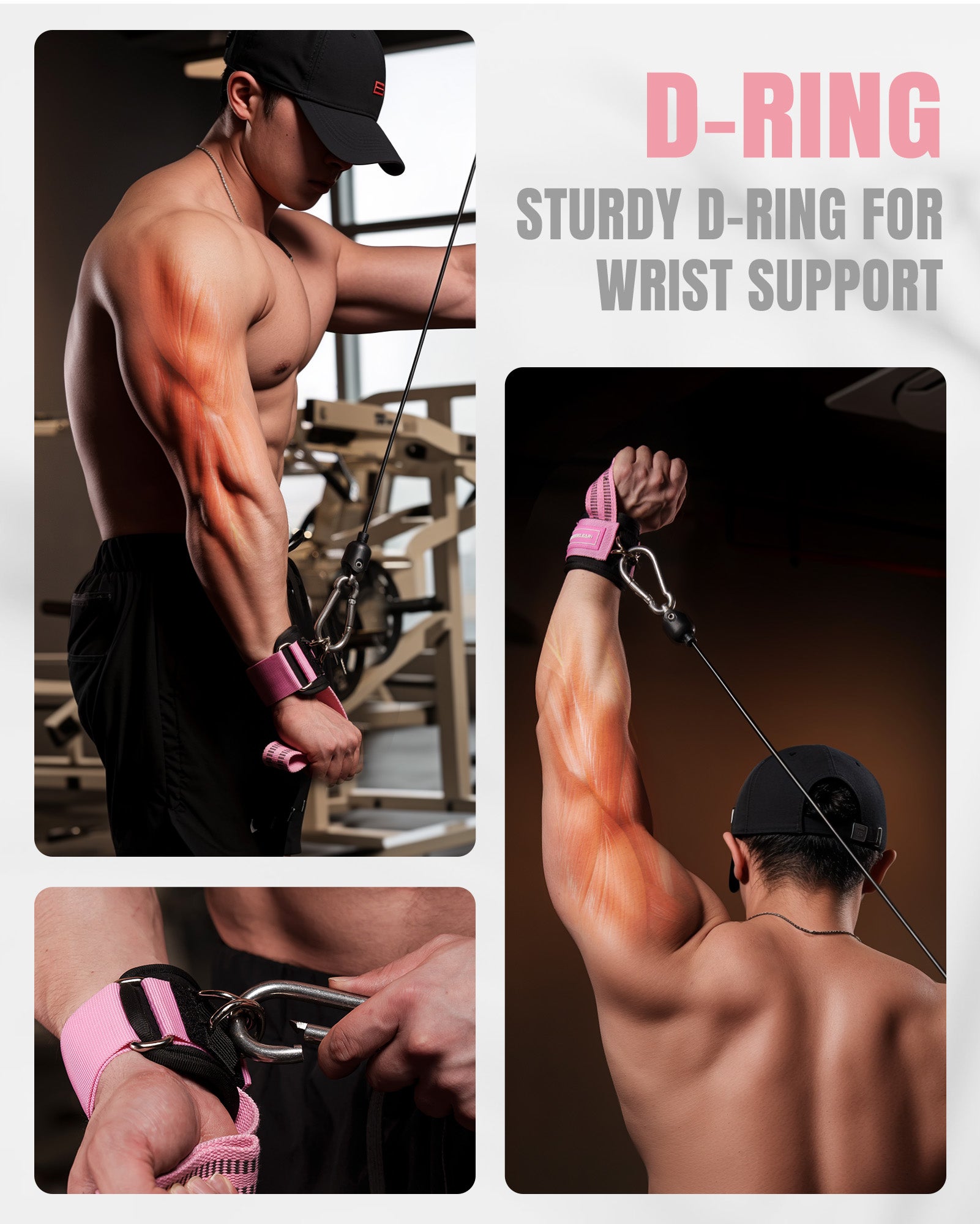 MANUEKLEAR Non-Slip Weightlifting Wrist Straps – D-Ring Gym Lifting Straps with Cushioned Support for Men & Women