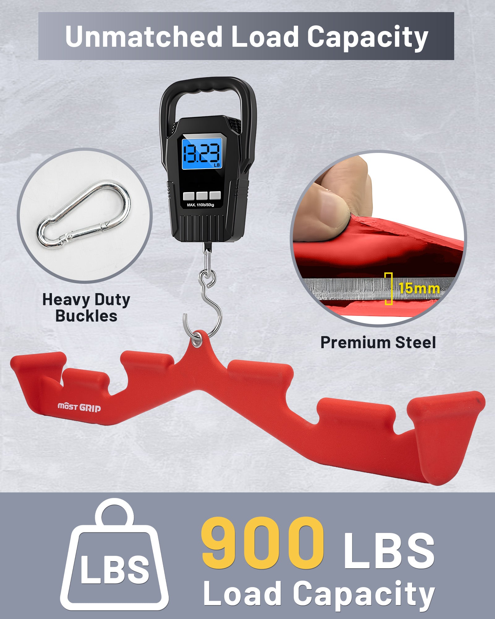Red lat pulldown bar tested with strong buckles and 15mm premium steel