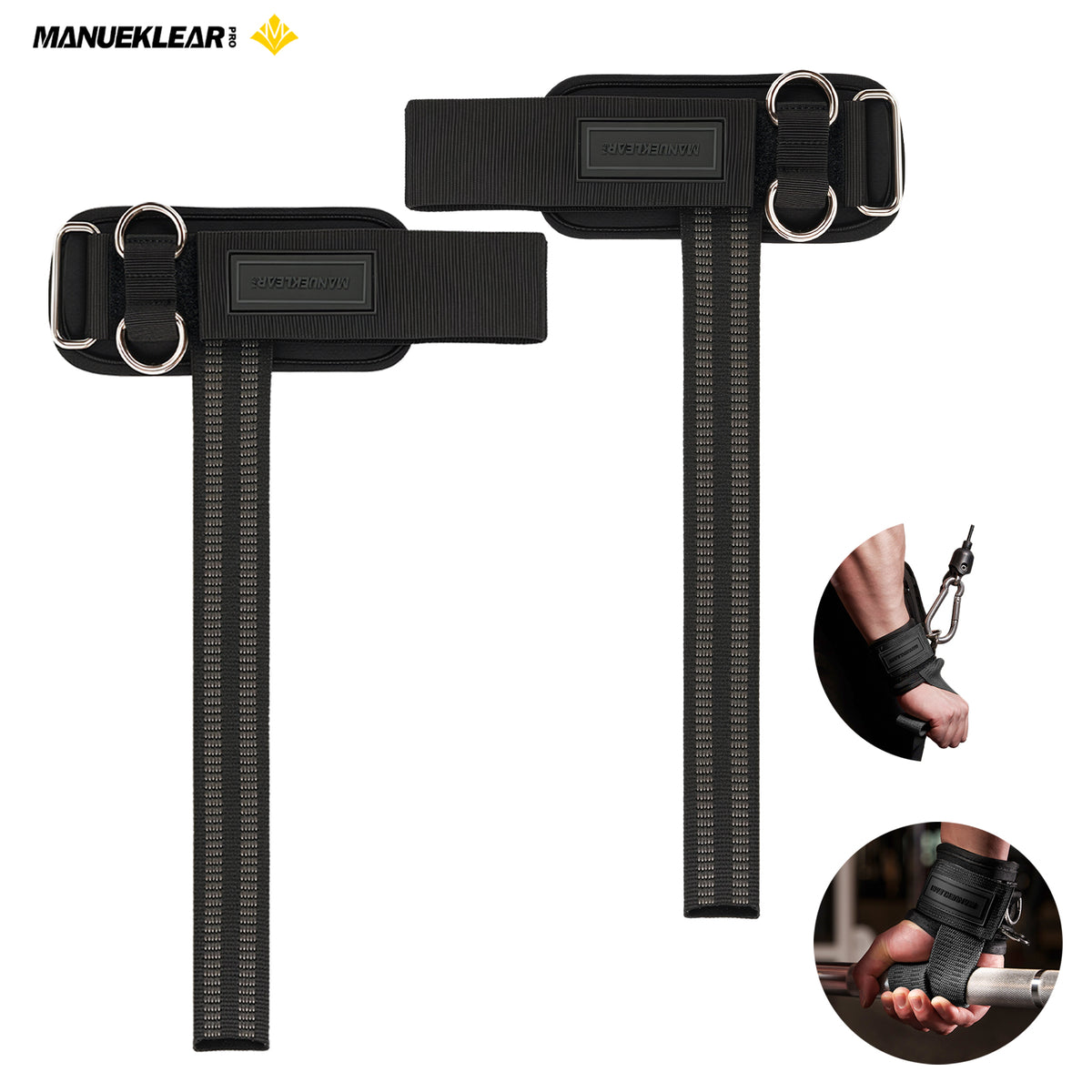 MANUEKLEAR Non-Slip Weightlifting Wrist Straps – D-Ring Gym Lifting Straps with Cushioned Support for Men & Women