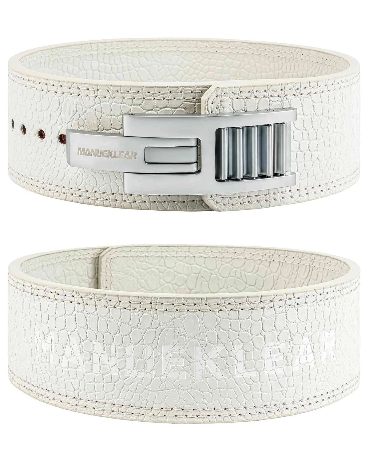 MANUEKLEAR 10mm quick-lock lever weightlifting belt in pearl white