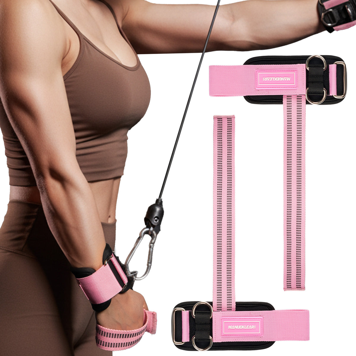 MANUEKLEAR Non-Slip Weightlifting Wrist Straps – D-Ring Gym Lifting Straps with Cushioned Support for Men & Women