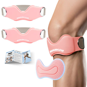 MANUEKLEAR V-Shaped Patella Bands, Adjustable Flex Wrap Patellar Tendon Support Strap for Men Women, Silicone Patella Knee Straps Suitable for Pain Relief Running Hiking Basketball, (2pcs)