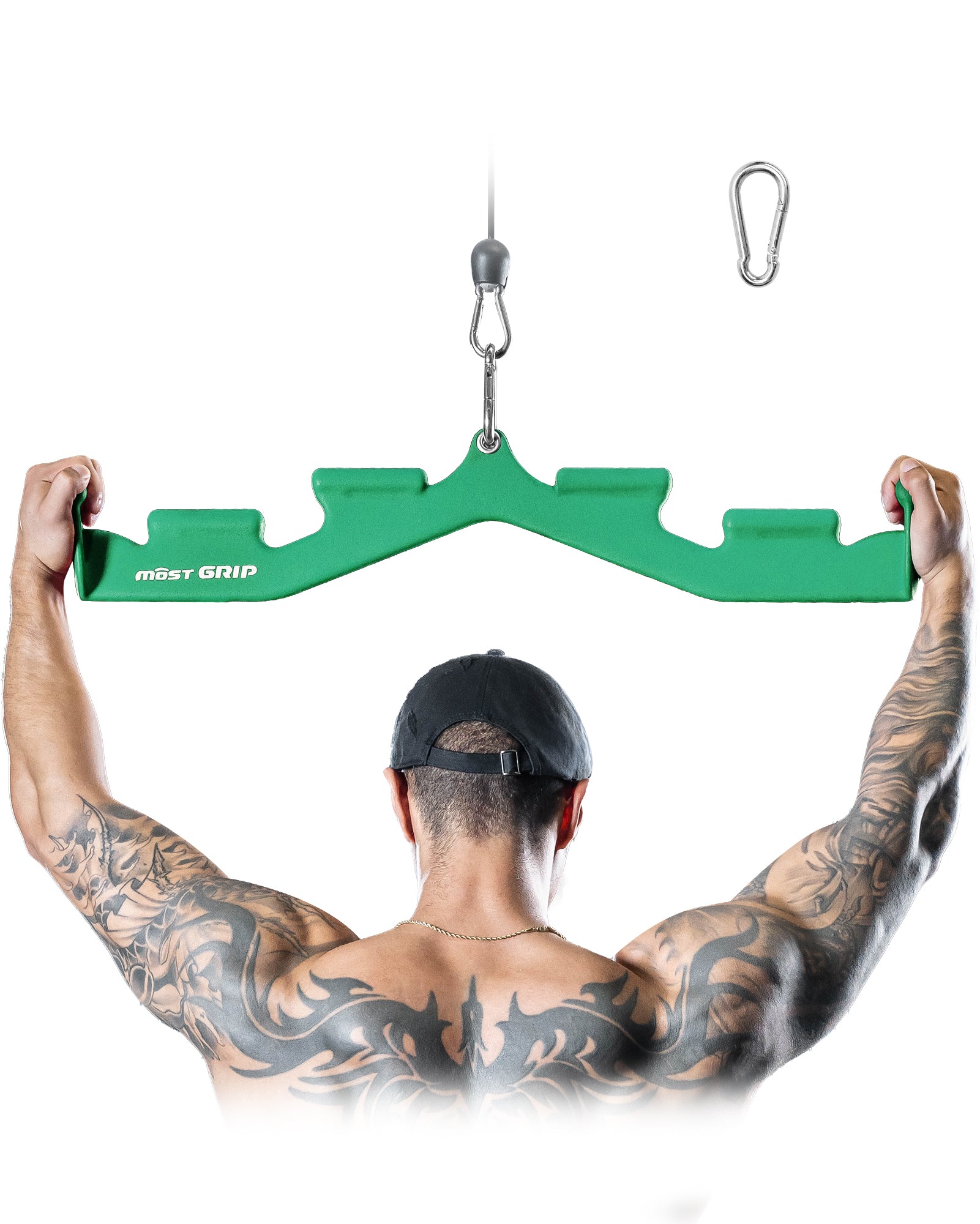 Green multi-grip lat pulldown bar main product image