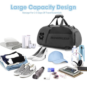 MANUEKLEAR 3-in-1 Waterproof Gym Duffle Bag with Shoe Compartment