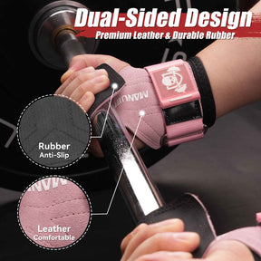 MANUEKLEAR Double Leather Lifting Straps with Wrist Cushion
