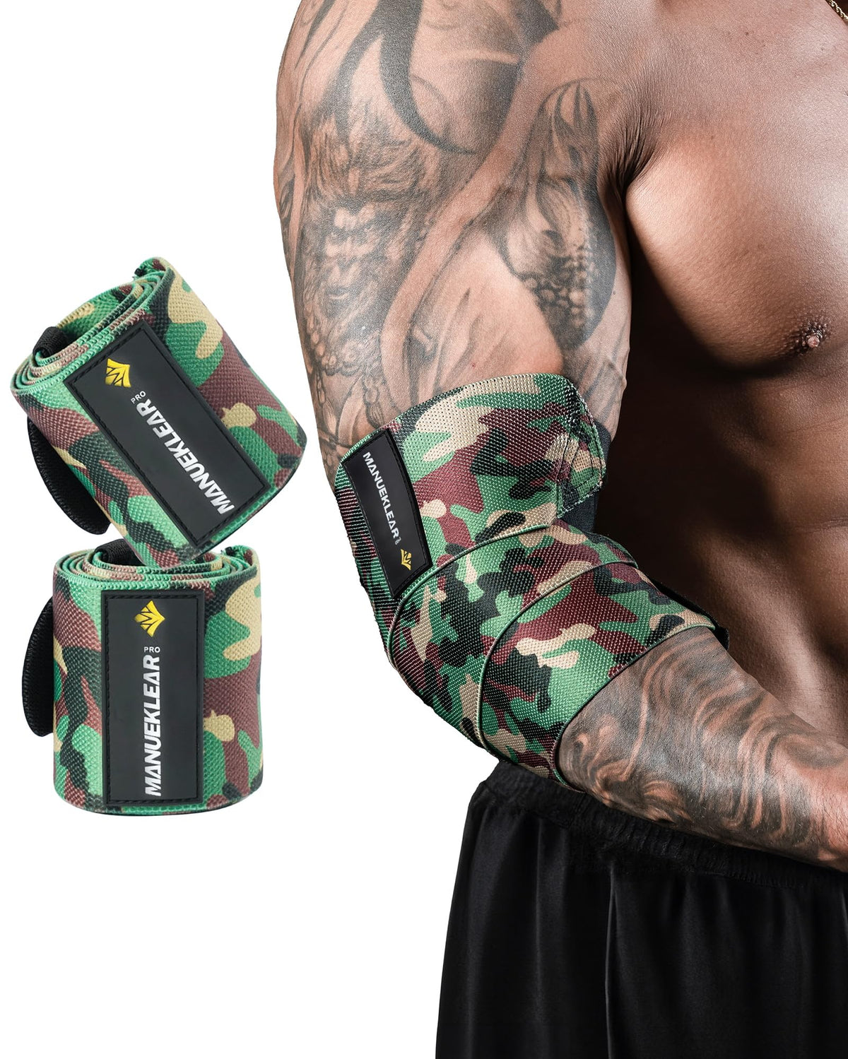 MANUEKLEAR Bench Press Elbow Sleeve Weightlifting for Men and Women, 40" Nylon Elbow Wraps for Weightlifting and Powerlifting