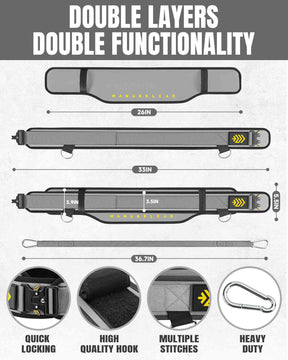 MANUEKLEAR 2-in-1 Weightlifting Belt | 36.7" Rope | Double-Layer for Gym