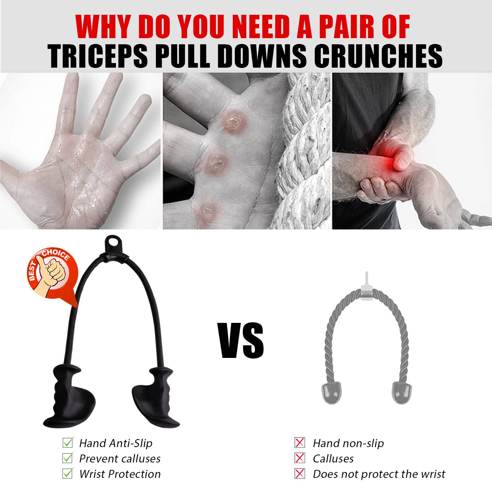 Ergonomic Triceps Rope