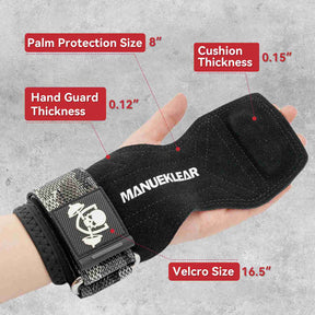 MANUEKLEAR Double Leather Lifting Straps with Wrist Cushion