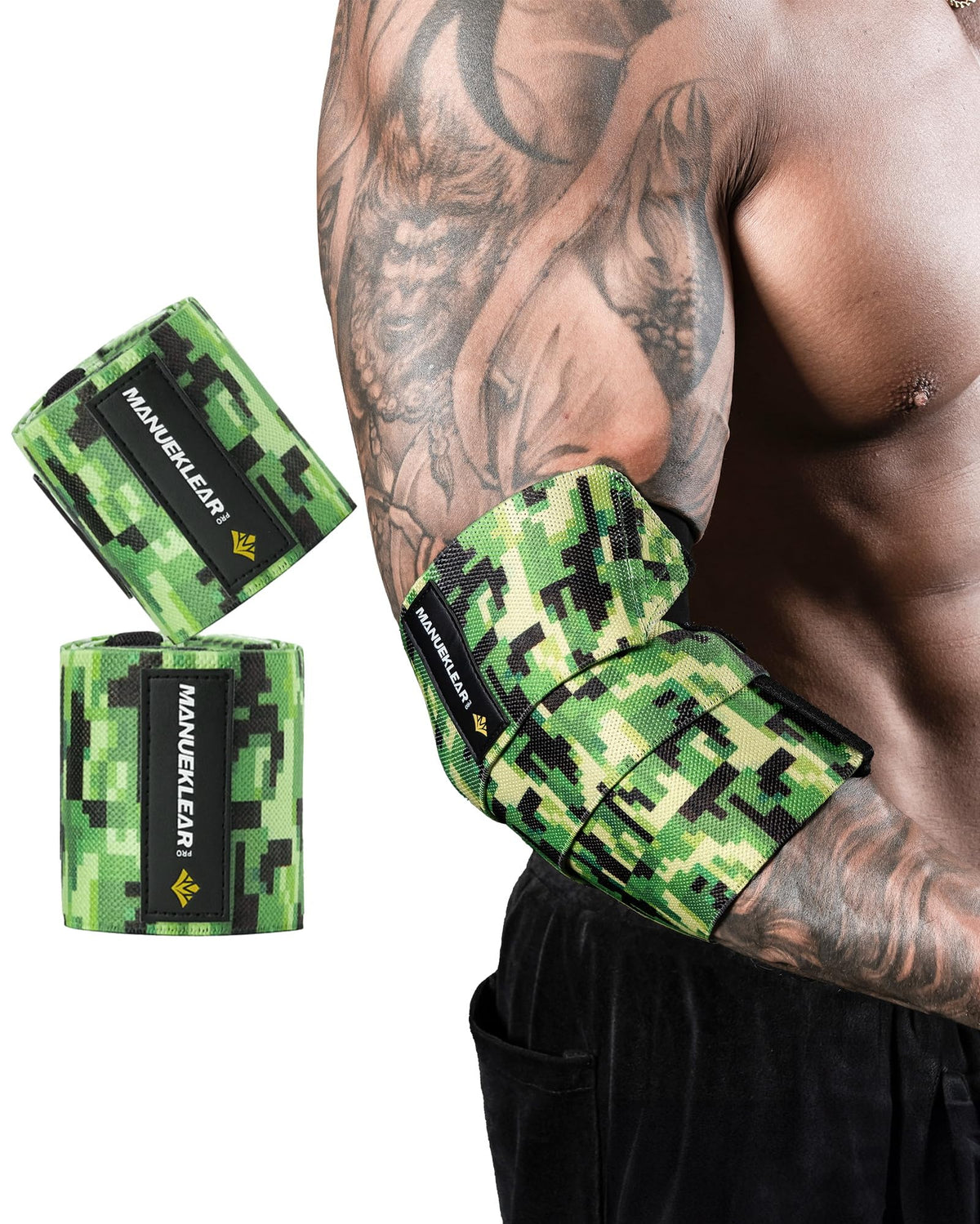 MANUEKLEAR Bench Press Elbow Sleeve Weightlifting for Men and Women, 40" Nylon Elbow Wraps for Weightlifting and Powerlifting