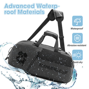 MANUEKLEAR 3-in-1 Waterproof Gym Duffle Bag with Shoe Compartment