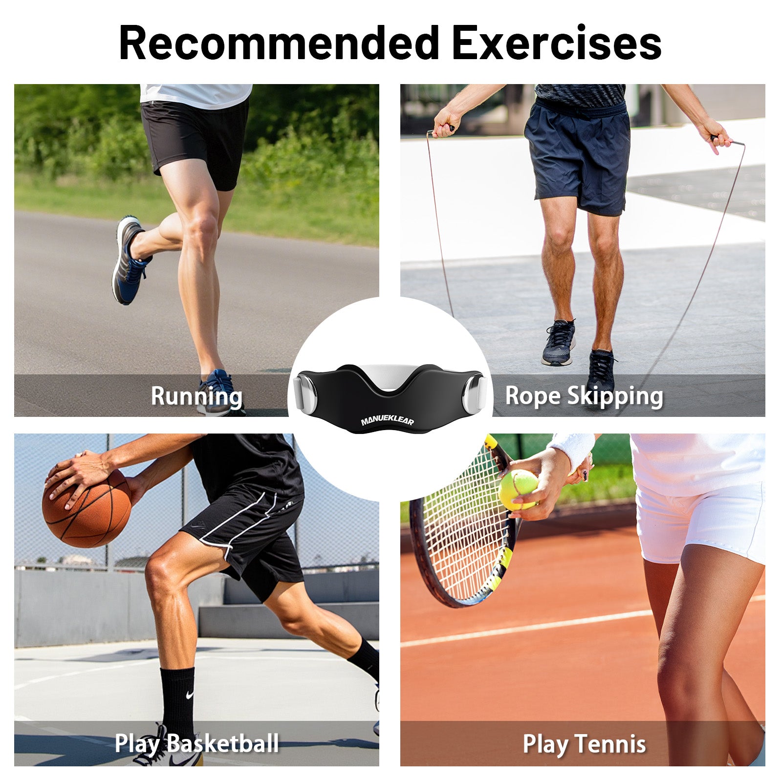 MANUEKLEAR V-Shaped Patella Bands, Adjustable Flex Wrap Patellar Tendon Support Strap for Men Women, Silicone Patella Knee Straps Suitable for Pain Relief Running Hiking Basketball, (2pcs)