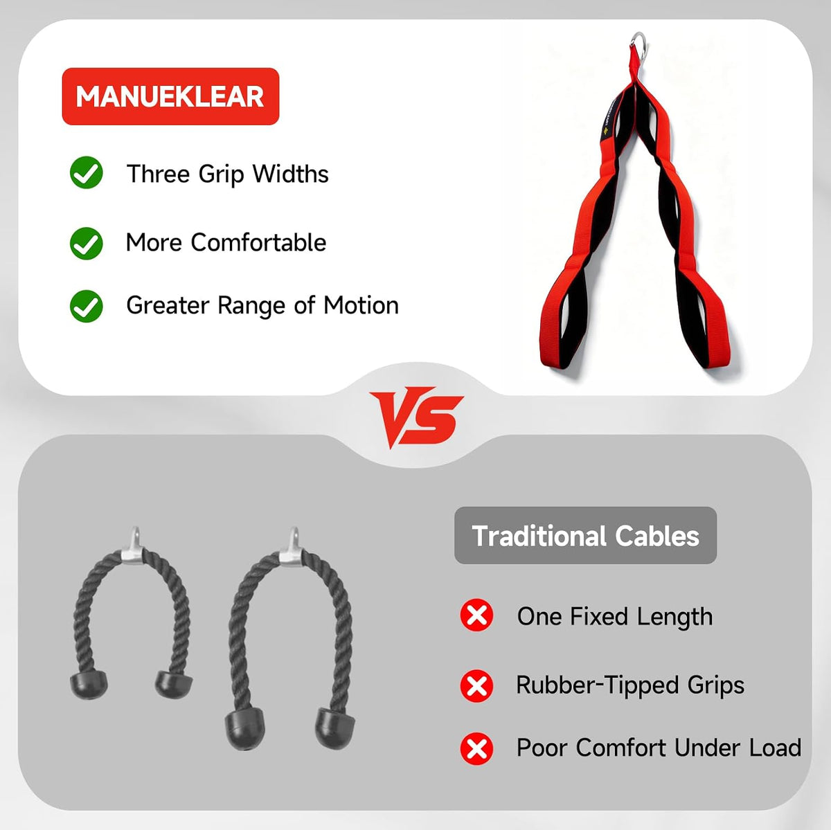 Three-grip tricep rope attachment