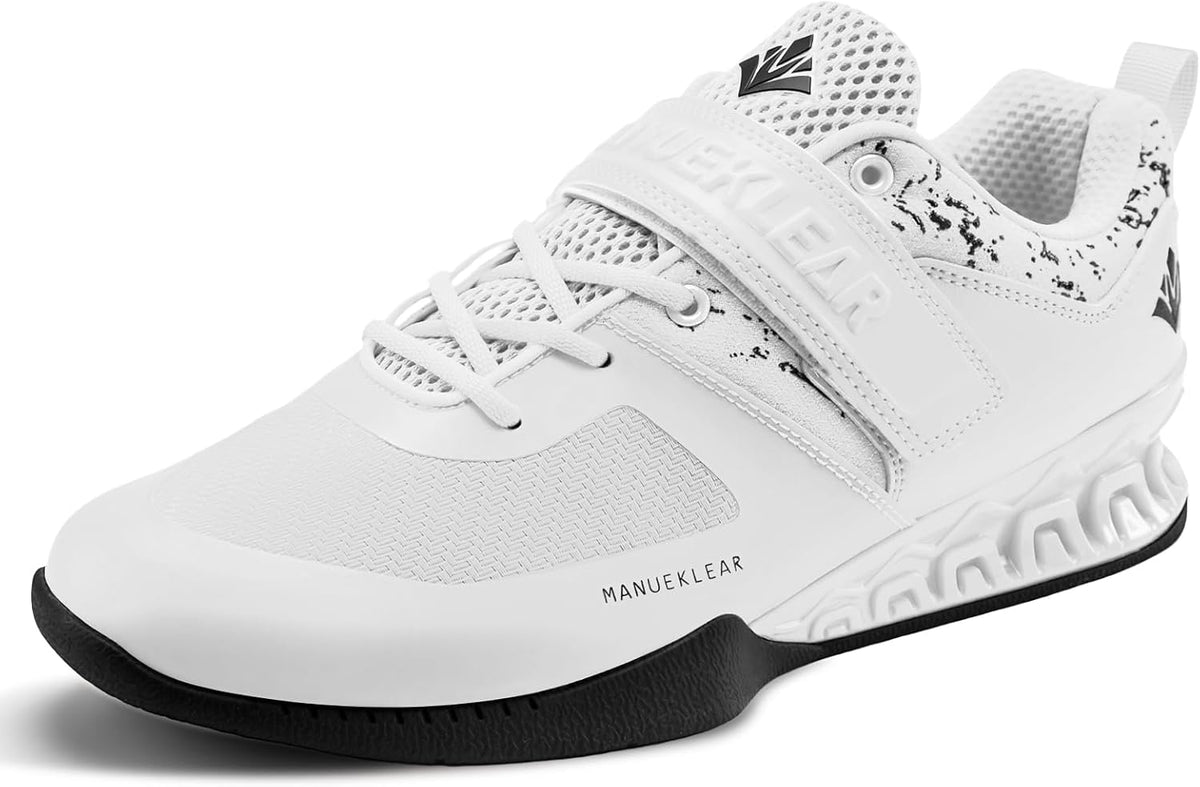 MANUEKLEAR professional squat and weightlifting shoes in bright white