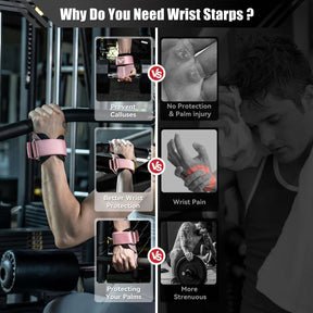 MANUEKLEAR Double Leather Lifting Straps with Wrist Cushion