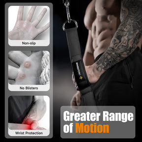 MANUEKLEAR 3 Grip Lengths in 1 Tricep Rope Cable Attachment with Ergonomic Handles, Greater ROM for Tricep Push Down Attachment Professional Gym Rope for Overhead Extension