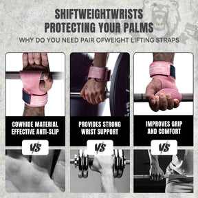 MANUEKLEAR  Stylish Double  Leather Lifting Straps | Cushioned Wrist Support