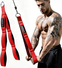 MANUEKLEAR 3 Grip Lengths in 1 Tricep Rope Cable Attachment with Ergonomic Handles, Greater ROM for Tricep Push Down Attachment Professional Gym Rope for Overhead Extension