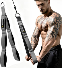 MANUEKLEAR 3 Grip Lengths in 1 Tricep Rope Cable Attachment with Ergonomic Handles, Greater ROM for Tricep Push Down Attachment Professional Gym Rope for Overhead Extension