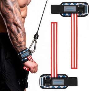 MANUEKLEAR D-ring lifting straps for cable machines in blue star