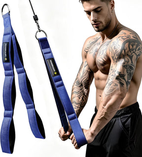 MANUEKLEAR 3 Grip Lengths in 1 Tricep Rope Cable Attachment with Ergonomic Handles, Greater ROM for Tricep Push Down Attachment Professional Gym Rope for Overhead Extension