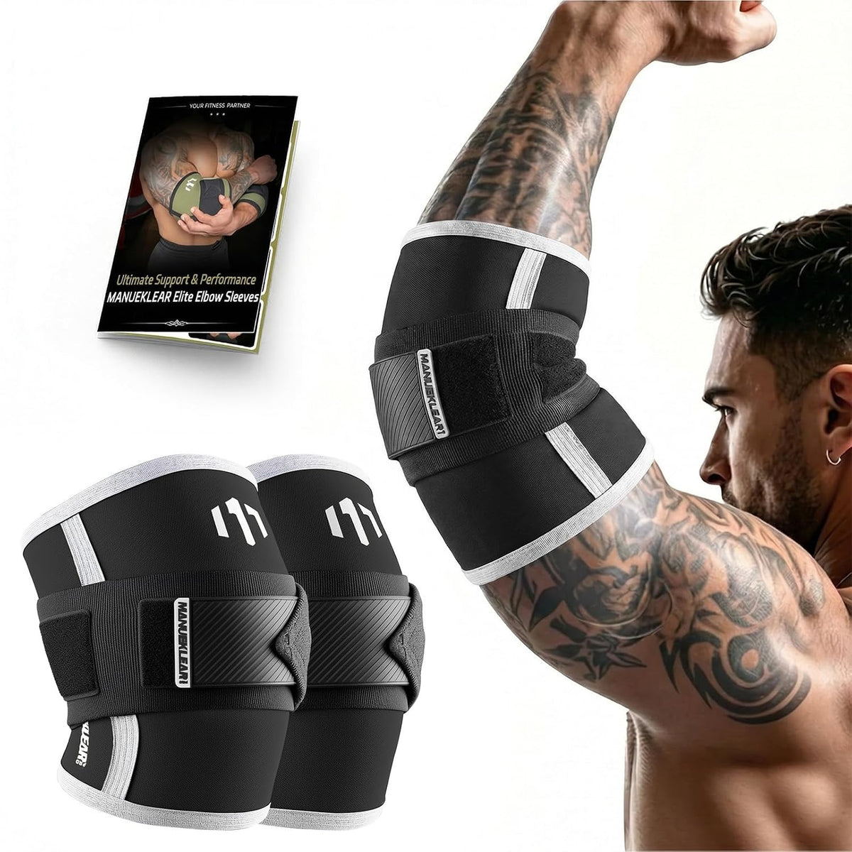 Adjustable Compression Elbow Wraps for Weightlifting(1 Pair)