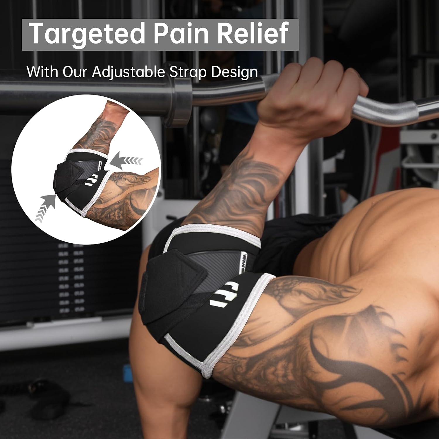 Adjustable Compression Elbow Wraps for Weightlifting(1 Pair)