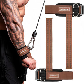 MANUEKLEAR D-ring lifting straps for cable machines in brown