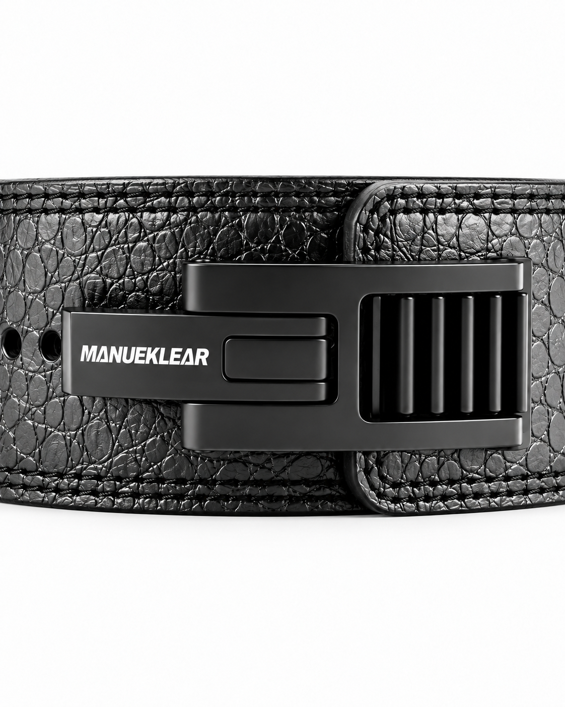 Quick-lock lever weightlifting belt in midnight black