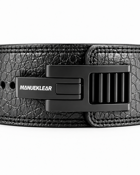 Quick-lock lever weightlifting belt in midnight black