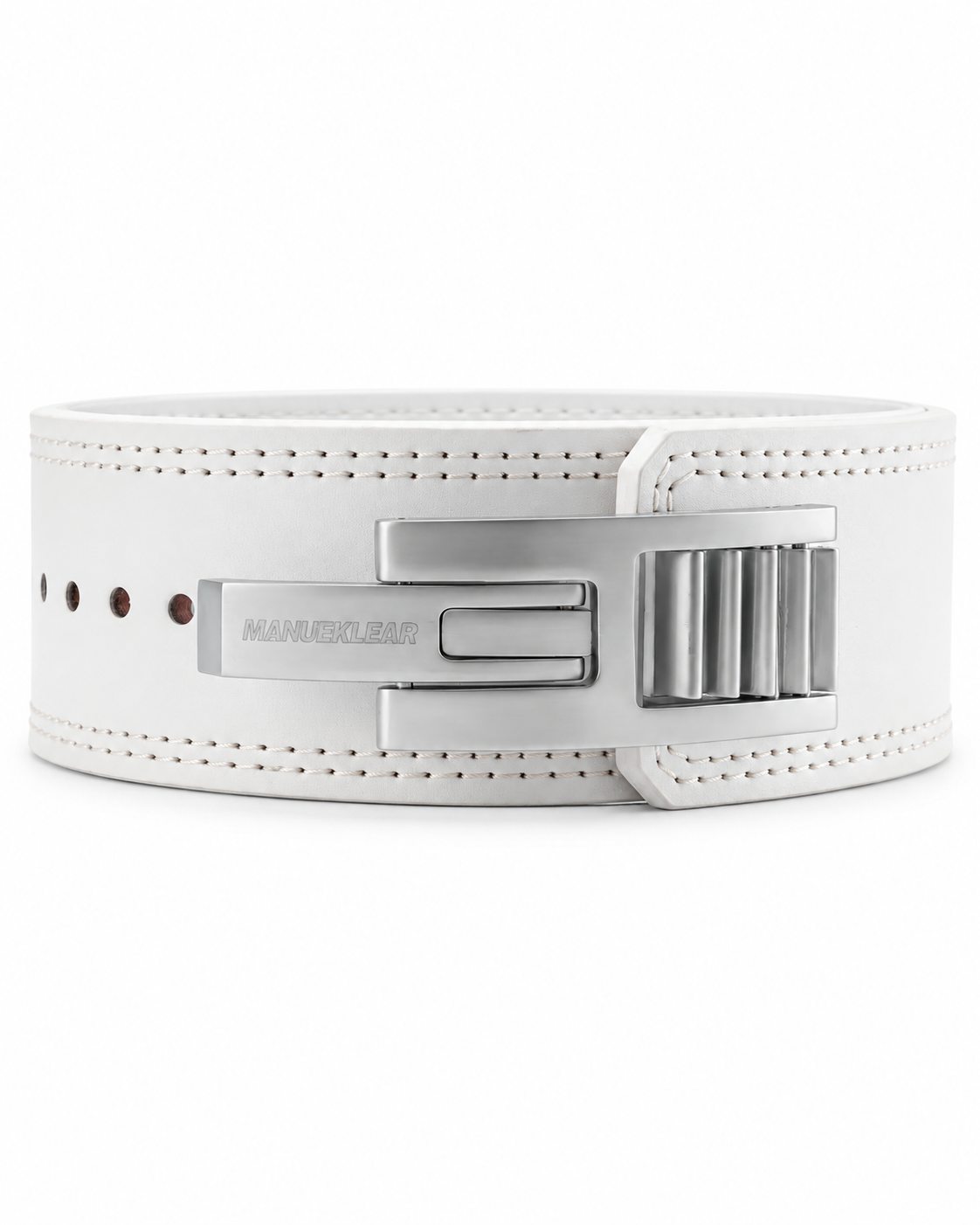 Adjustable weightlifting lever belt in white/silver
