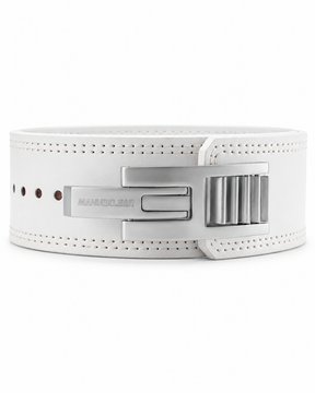 Adjustable weightlifting lever belt in white/silver