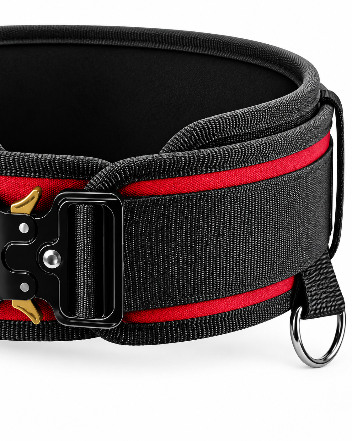 Adjustable belt for weighted dips in vibrant red
