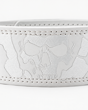 Heavy-duty lever lifting belt in white/silver