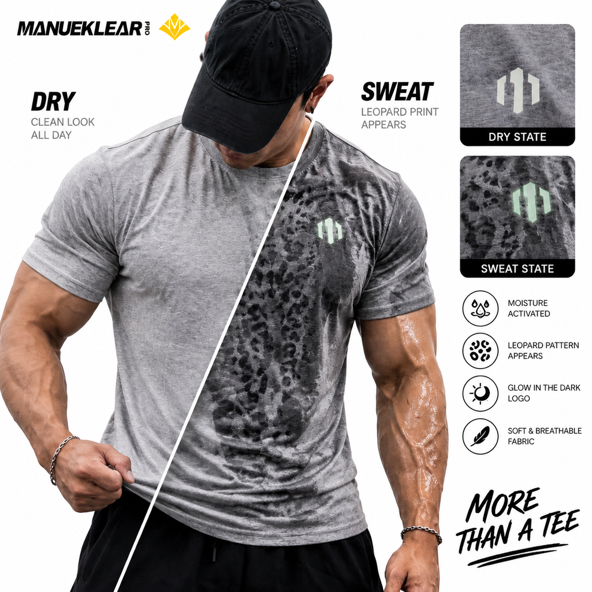 MANUEKLEAR Sweat-Reveal Leopard Gym Tee